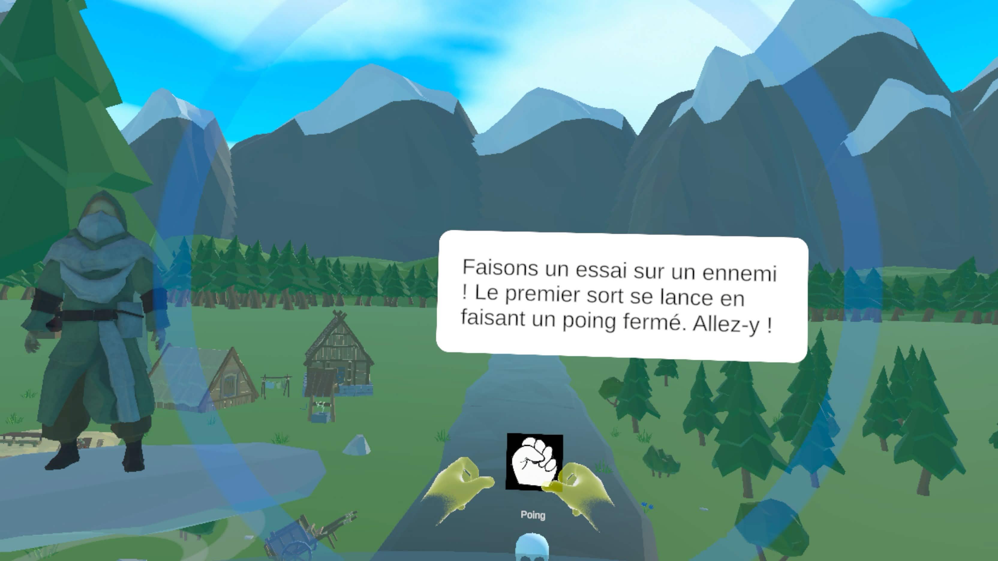 Capture d'écran de l'interface du tutoriel de l'application, guidant l'utilisateur.